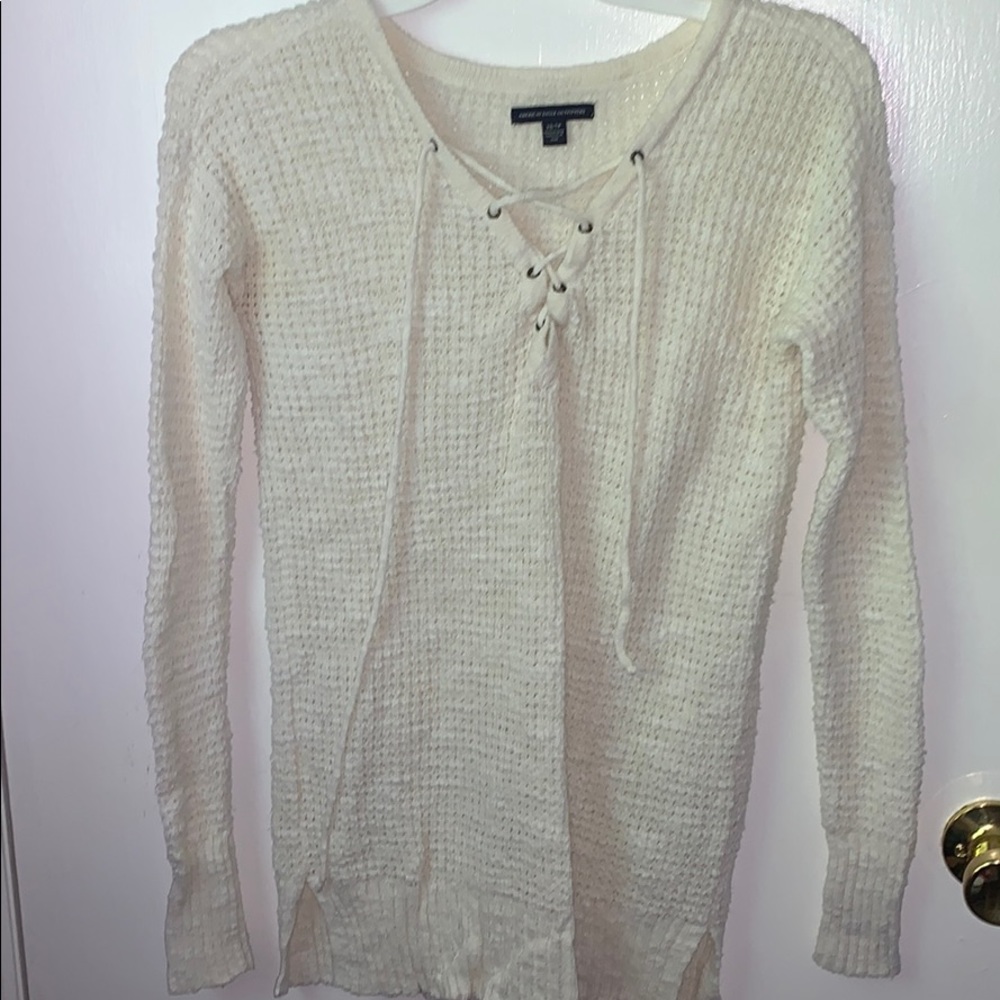 White American Eagle Knitted Long-Sleeve Shirt